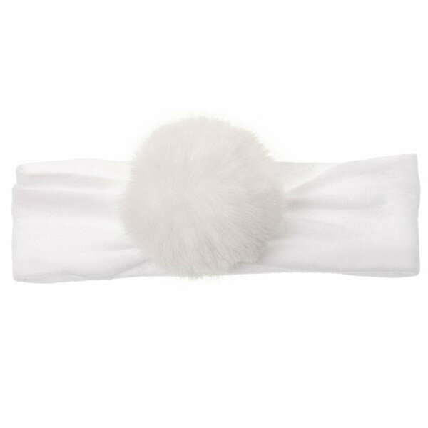 W Baby Čelenka biela s brmbolcom Headband white pompom | Welcomebaby.sk