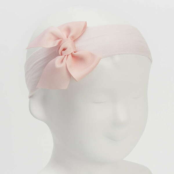Dievčenská látková čelenka ružová svetlá s mašľou 8x8 Headband with bow light pink | Welcomebaby.sk