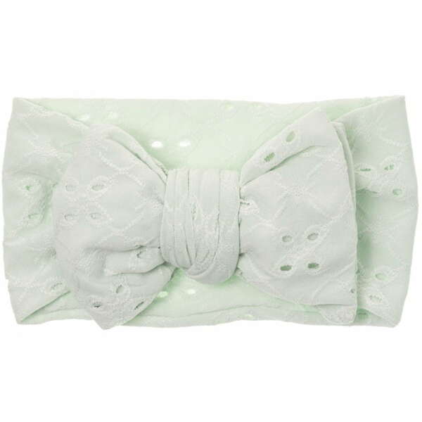 W BABY Vyšívaná čelenka mint pre bábätká Embroidered headband soft green | Welcomebaby.sk