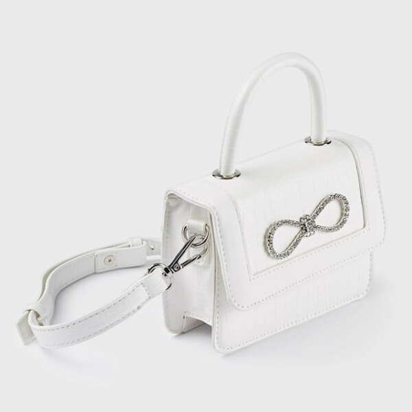 MAYORAL Kabelka biela s kovovou mašľou Handbag white 10492 | Welcomebaby.sk