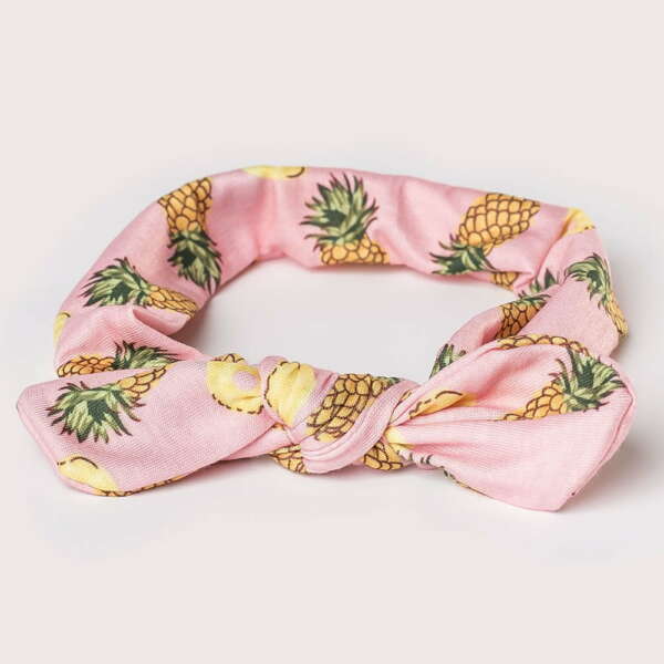 Dievčenská čelenka ružová s ovocím a uzlom Knotted headband fruit pink | Welcomebaby.sk
