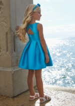 ABEL & LULA Sviatočné šaty modré s mašľou Plain dress blue turquoise 5054 | Welcomebaby.sk