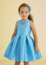 ABEL & LULA Sviatočné šaty modré s mašľou Plain dress blue turquoise 5054 | Welcomebaby.sk