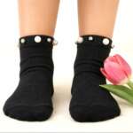 MEIA PATA Ponožky čierne s perlami Short socks pearl black 3033S | Welcomebaby.sk