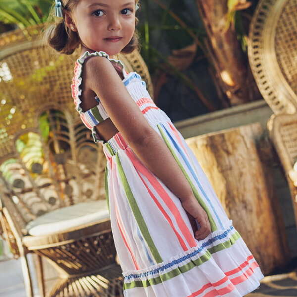 MAYORAL Pruhované šaty biele Stripes dress 3932 | Welcomebaby.sk