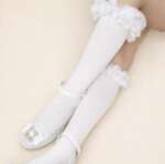 MEIA PATA Podkolienky s tylovým volánom biele Knee high socks dancers tulle white 1061M | Welcomebaby.sk