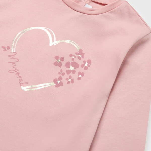 MAYORAL Dievčenské tričko ružové s dlhým rukávom srdiečka Long sleeve t-shirt pink 116 | Welcomebaby.sk