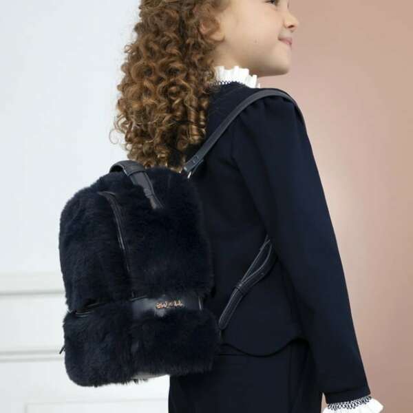 ABEL & LULA Dievčenský kožušinový ruksak tmavomodrý Faux fur backpack navy 5995 | Welcomebaby.sk