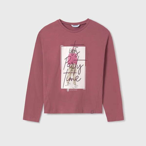 MAYORAL Dievčenské tričko s dlhým rukávom s obrázkom postavy ružové Long sleeve tshirt pink 7057 | Welcomebaby.sk