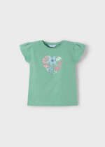 MAYORAL Dievčenské tričko s krátkym rukávom zelené Girl print tshirt mint 3015 – Obrázok 2