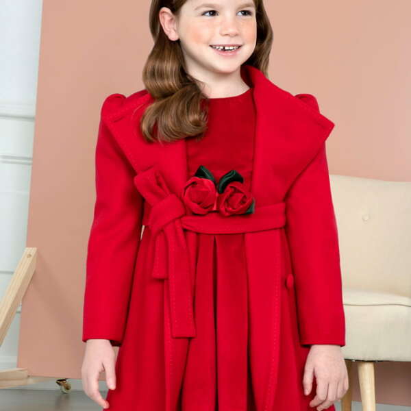 ABEL & LULA Dievčenský červený vlnený kabát Woolen coat red 5868 | Welcomebaby.sk