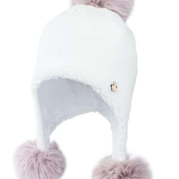 JAMIKS Dievčenská čiapka s brmbolcom a brmbolcovými ušami NAMASTE II biela Hat with ears pom pom white JZG133 | Welcomebaby.sk