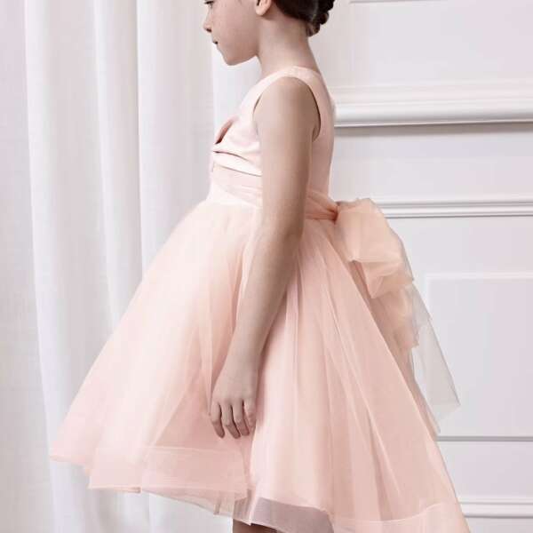 ABEL & LULA Tylové šaty s veľkou mašľou ružové Shimer tulle dress pink 5037 | W