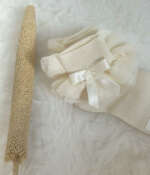 MEIA PATA Ponožky krémové s tylovým volánom a mašličkou Socks tulle pearl 3037S | Welcomebaby.sk