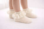 MEIA PATA Ponožky krémové s tylovým volánom a mašličkou Socks tulle pearl 3037S | Welcomebaby.sk