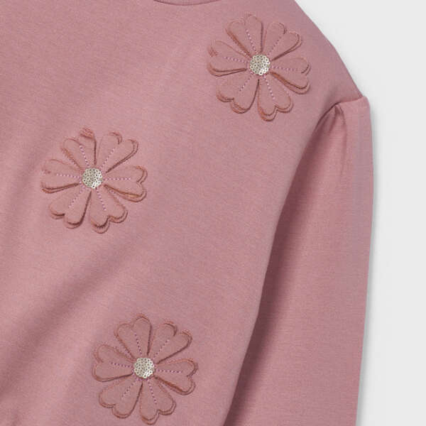 MAYORAL Dievčenský sveter s kvetmi ružový Girl Flower Applique Jumper rose 4478 | Welcomebaby.sk
