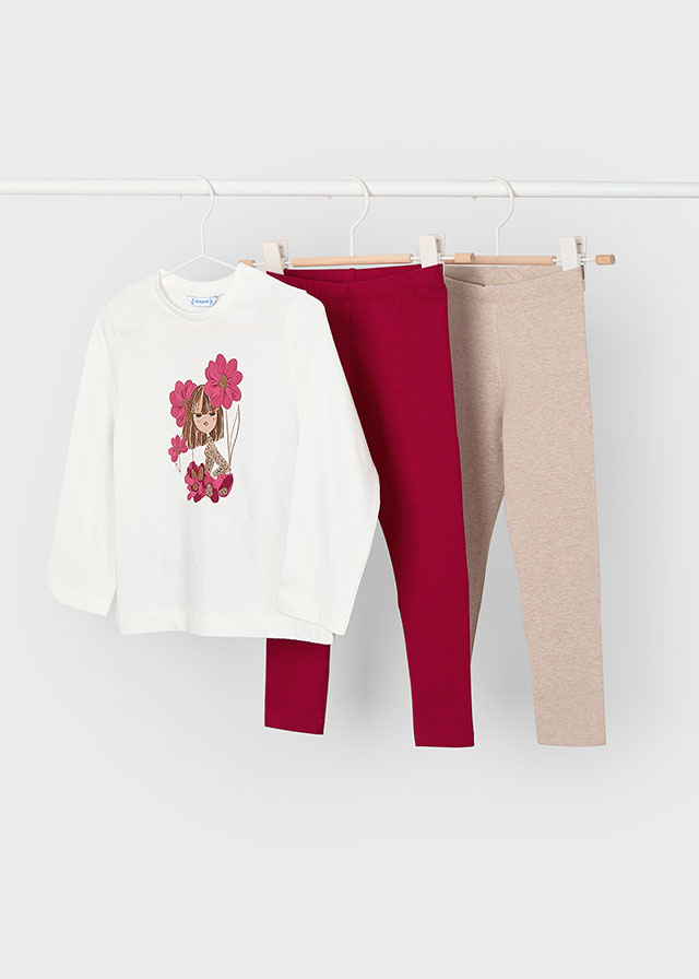 MAYORAL Legínový set 4724 tričko s dlhým rukávom Girls 3 piece set cherry | Welcomebaby.sk MAYORAL Legínový set 4724 tričko s dlhým rukávom Girls 3 piece set cherry | Welcomebaby.sk