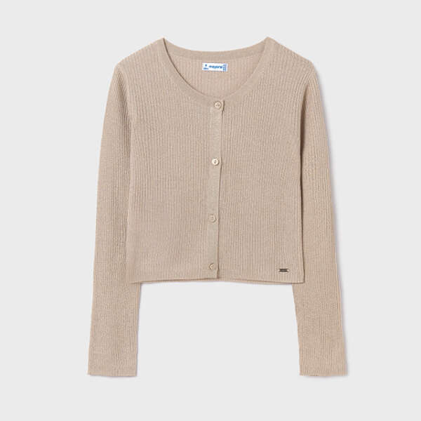 MAYORAL Dievčenský rebrovaný sveter béžový Girl tricot cardigan beige 6338 | Welcomebaby.sk