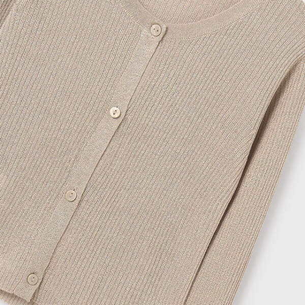 MAYORAL Dievčenský rebrovaný sveter béžový Girl tricot cardigan beige 6338 | Welcomebaby.sk