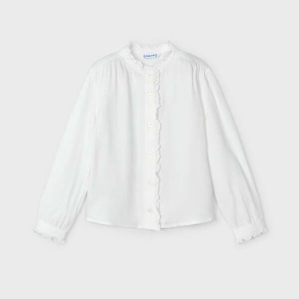 MAYORAL Blúzka s volánom jemne krémová Blouse ruffle off white 4105 | Welcomebaby.sk
