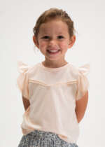 MAYORAL Tričko s krátkym rukávom 3008 Ruffled t-shirt salmon | Welcomebaby.sk