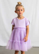 MAYORAL Tylové šaty 3915 Combination dress mauve | Welcomebaby.sk