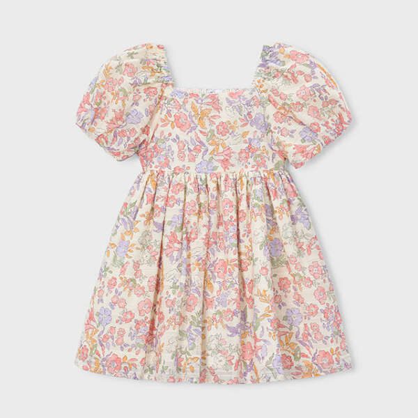 MAYORAL Kvetinové šaty 3928 Puff sleeve floral dress blossom | Welcomebaby.sk