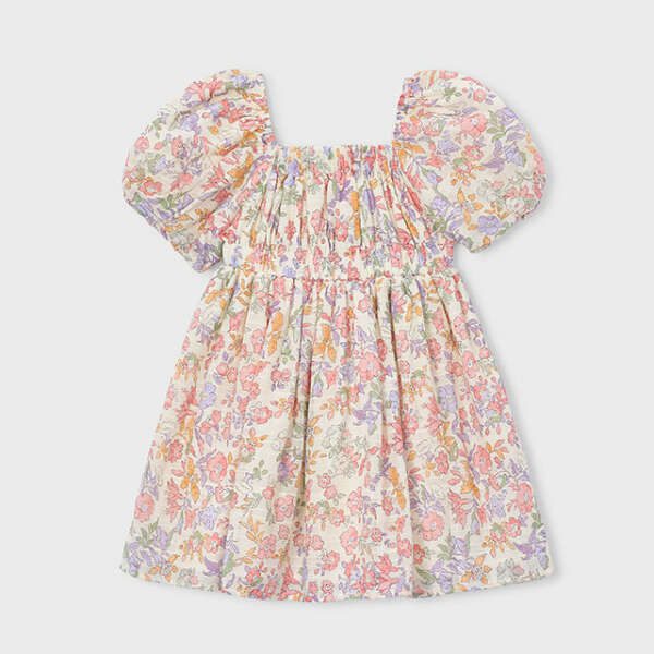 MAYORAL Kvetinové šaty 3928 Puff sleeve floral dress blossom | Welcomebaby.sk