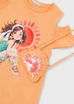MAYORAL Šaty s kabelkou 3941 Dress with slits and handbag pumpkin | Welcomebaby.sk