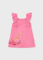 MAYORAL Šaty s volánovými ramienkami 3943 Ruffled knit dress geranium | Welcomebaby.sk