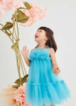 ABEL & LULA Volánové tylové šaty modré Girl voluminous tulle dress turquoise5051 | Welcomebaby.sk