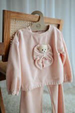 JAMIKS Teplákový set ELISE s macíkom ružový Tracksuit apricot JZI223 | Welcomebaby.sk