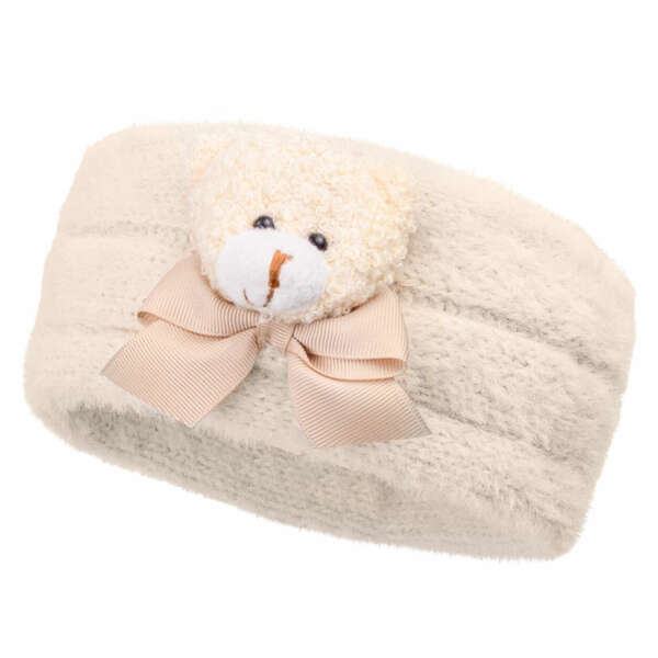 JAMIKS Detská čelenka VERITY krémová s macom Headband winter ivory JZI172 | Welcomebaby.sk