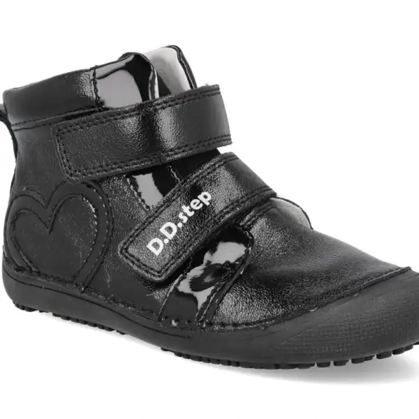 DD STEP Lesklé prechodné topánky barefoot kotníkové A063-52818 čierne | Welcomebaby.sk