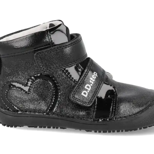 DD STEP Lesklé prechodné topánky barefoot kotníkové A063-52818 čierne | Welcomebaby.sk
