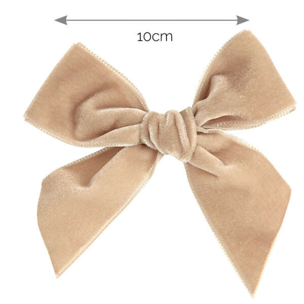 Veľká velvet mašľa do vlasov Cóndor nougat | Welcomebaby.sk