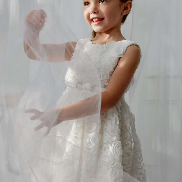 ABEL & LULA Šaty s 3D kvetmi biele 5050 | Welcomebaby.sk