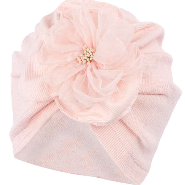 JAMIKS Rebrovaná čiapka s kvetmi NINA ružová JWI108 | Welcomebaby.sk